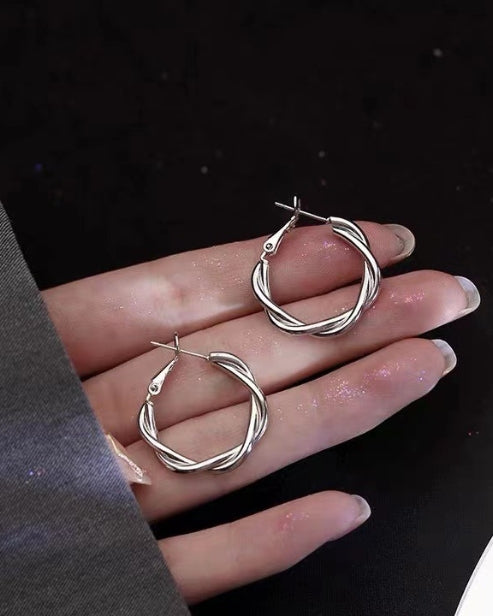 Twirl Silver Hoops Image 2